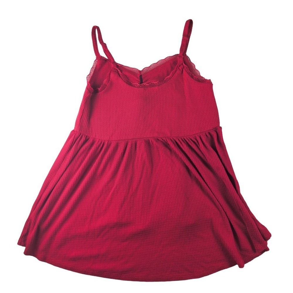 Torrid Women' Red Babydoll Cami Waffle Knit Lace Adjustable Straps 00 10/12 - Picture 4 of 7